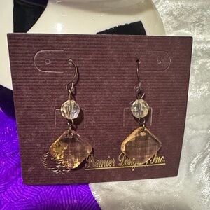 Premier Designs Gold and Clear Crystal Earrings